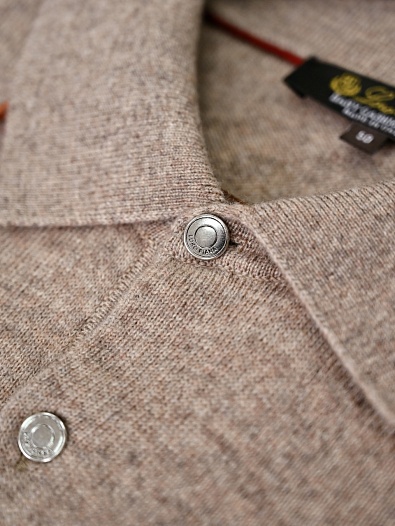 Бежевое поло с длинным рукавом Loro Piana premium   