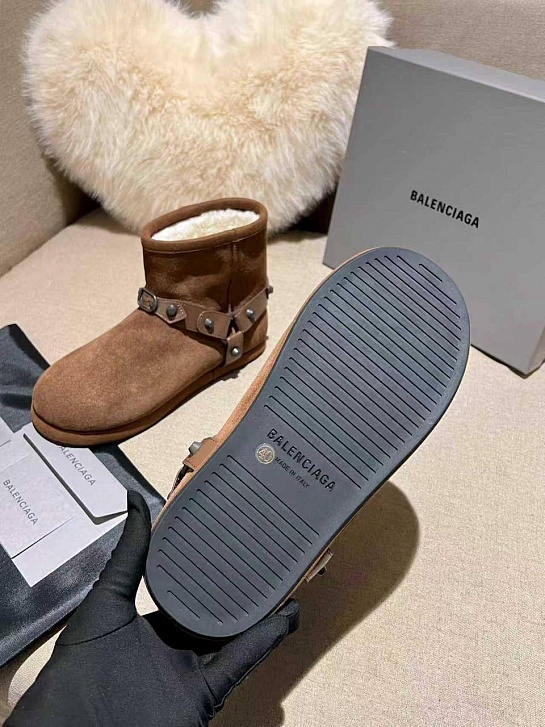 Женские ботинки с мехом Balenciaga Alaska premium - Brown