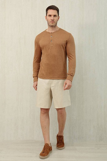 Льняные шорты бежевого цвета Zegna premium   