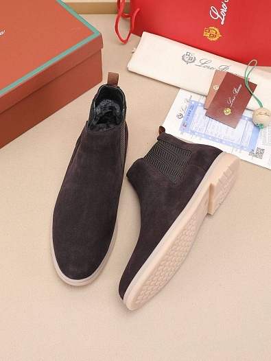 Замшевые ботинки с мехом Loro Piana   