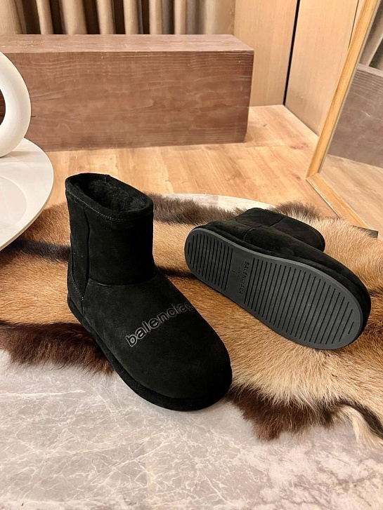 Женские ботинки с мехом Balenciaga Alaska premium - Black