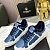 Кожаные кроссовки с мехом Balmain low-top - Blue / White