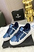 Кожаные кроссовки с мехом Balmain low-top - Blue / White
