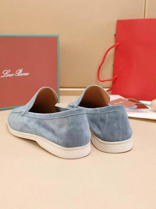 Мужские замшевые лоферы Loro Piana Summer Walk - Blue