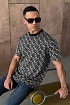 Мужская оверсайз футболка Burberry monogram-pattern - Grey