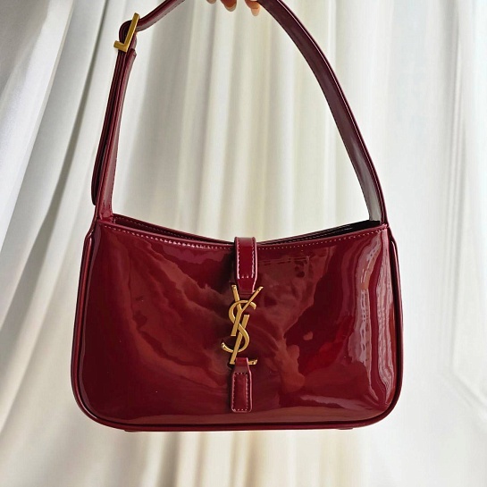 Женская лакированная сумка Yves Saint Laurent le 5 a 7 25x16 см - Burgundy