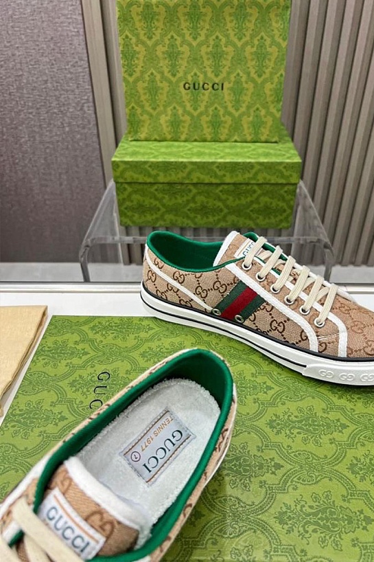 Мужские бежевые кроссовки Gucci GG Monogram