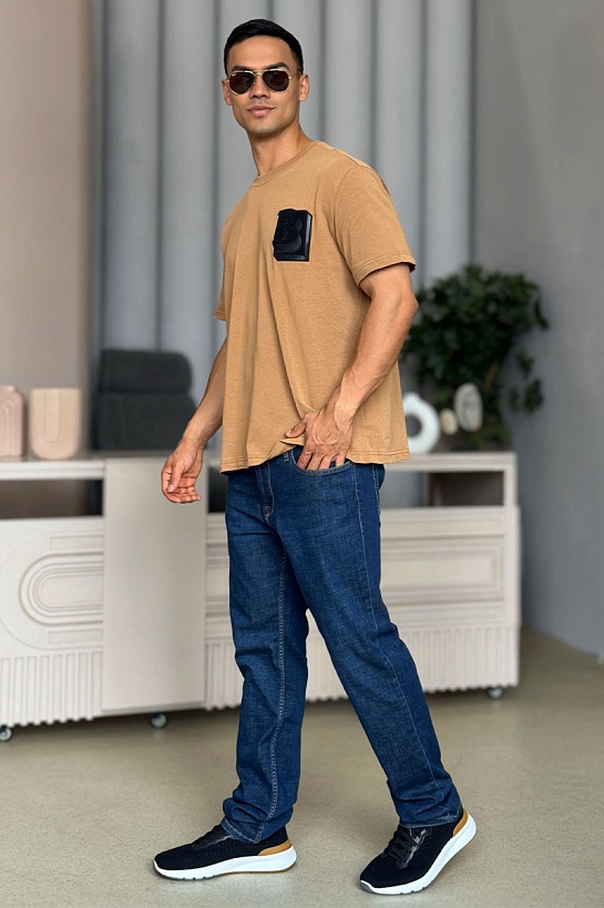 Мужские джинсы тёмно-синего цвета Zegna regular fit