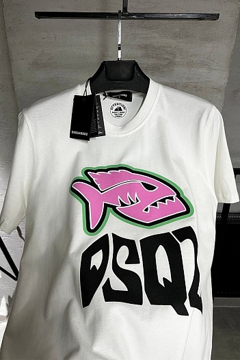 Белая футболка Dsquared2 Piranha graphic print   