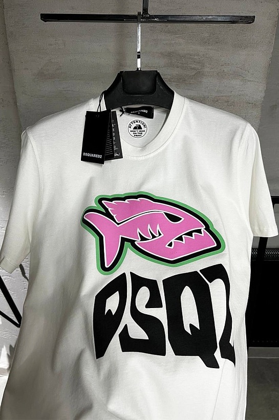 Белая футболка Dsquared2 Piranha graphic print