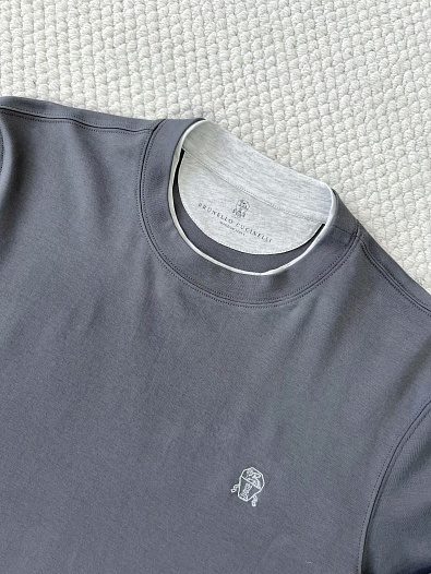 Мужской тёмно-серый лонгслив Brunello Cucinelli Premium   