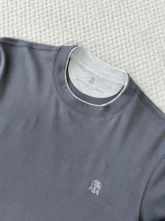 Мужской тёмно-серый лонгслив Brunello Cucinelli Premium