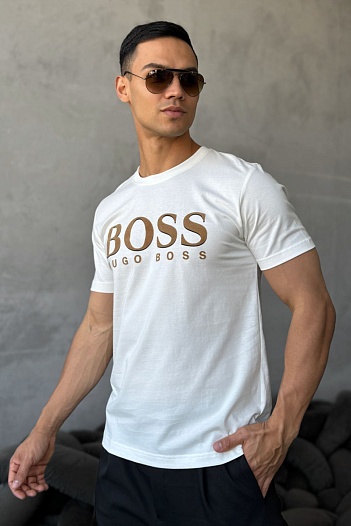 Мужская белая футболка Hugo Boss   