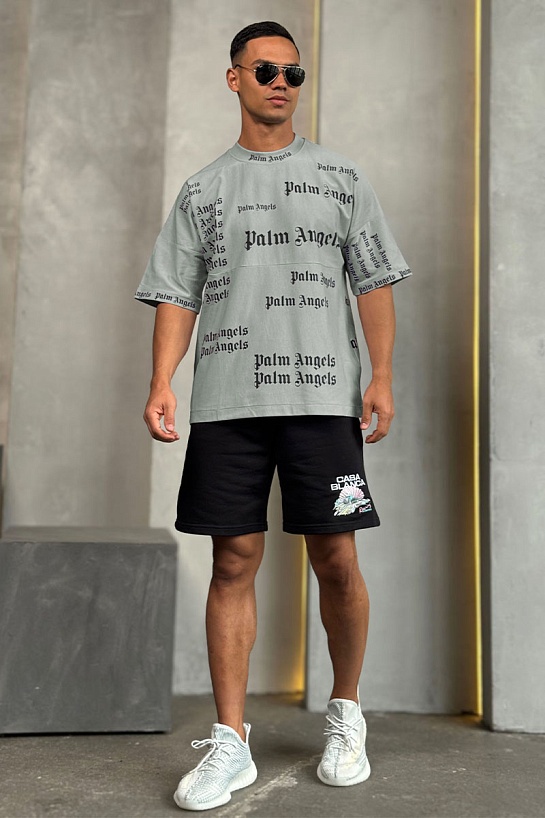 Серая оверсайз футболка Palm Angels Ultra Logo