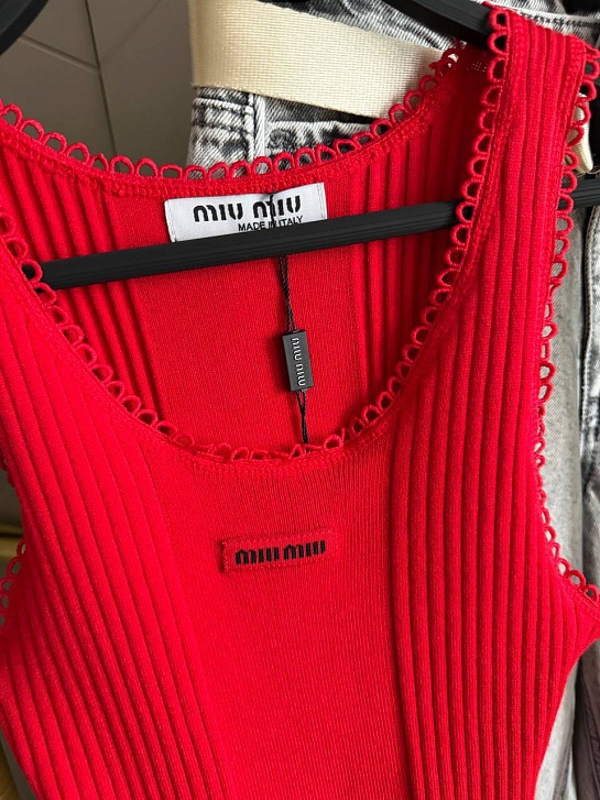 Женская красная майка MIU MIU premium
