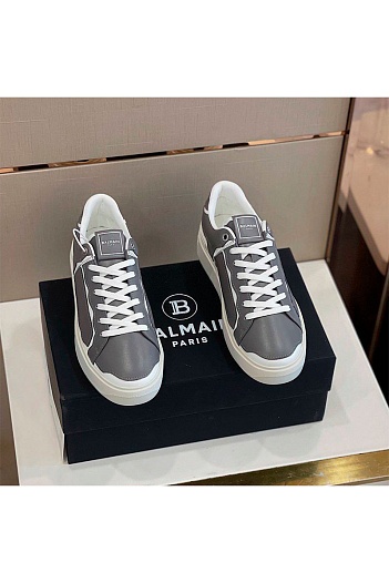 Серые кожаные кроссовки Balmain   