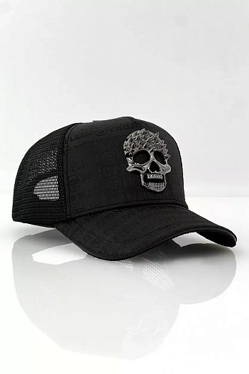 Бейсболка чёрного цвета Philipp Plein metallic-skull   