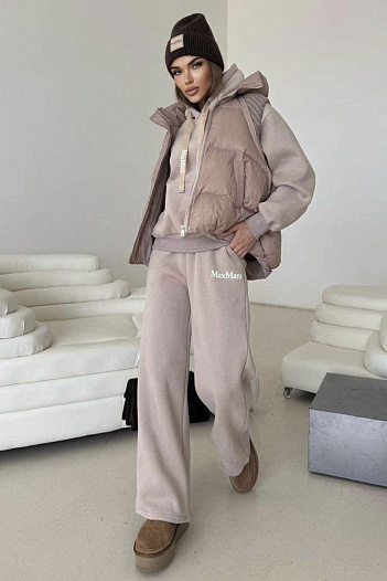 Женский костюм тройка на флисе Max Mara premium - Beige   