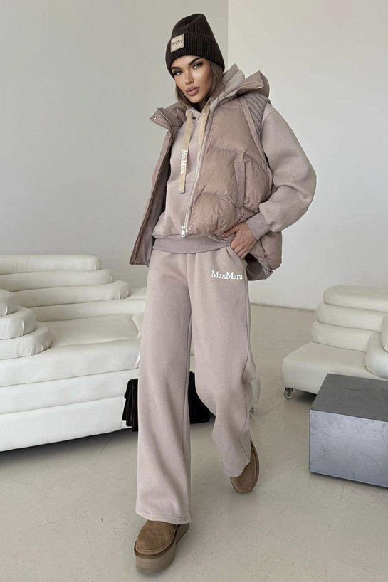 Женский костюм тройка на флисе Max Mara premium - Beige