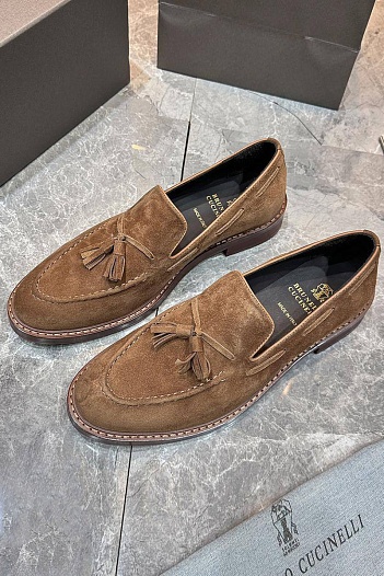 Замшевые лоферы Brunello Cucinelli tassels - Brown   