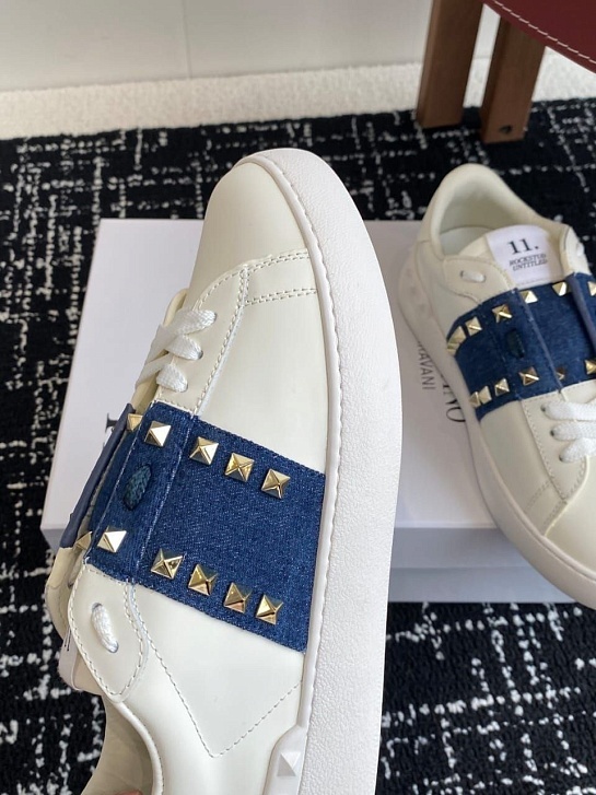 Женские кожаные кроссовки Valentino Premium - Navy