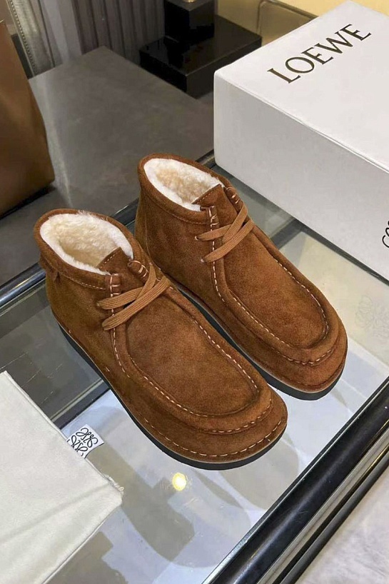 Женские ботинки с мехом Loewe premium - Chestnut