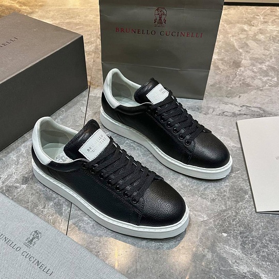 Мужские кроссовки Brunello Cucinelli grain leather - Black