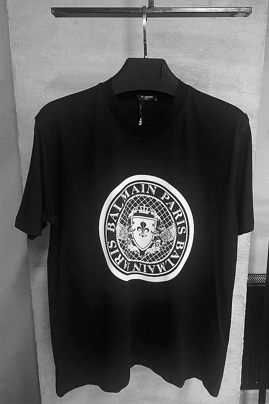 Чёрная оверсайз футболка Balmain Medallion logo-print