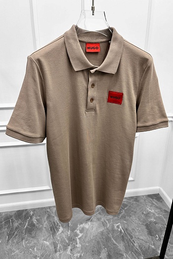 Мужское бежевое поло Hugo Boss classic badge   