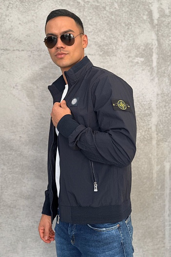 Мужская тёмно-синяя куртка с патчем на плече Stone Island   