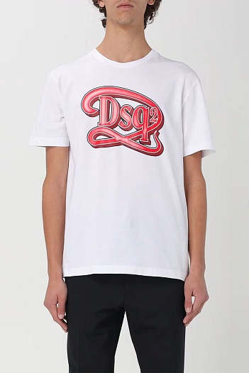 Мужская белая футболка Dsquared2 logo-print   