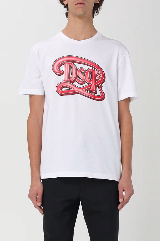 Мужская белая футболка Dsquared2 logo-print