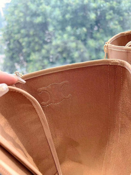 Женские комбинированные сапоги Celine Premium - Brown