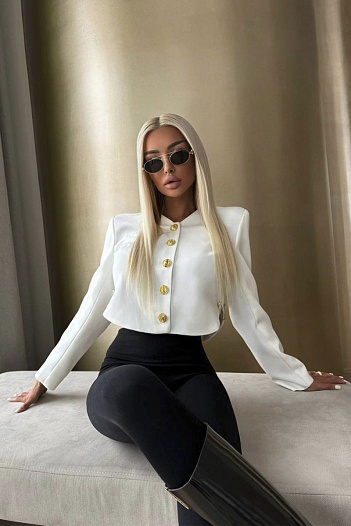 Женский укороченный пиджак Louis Vuitton premium - White   