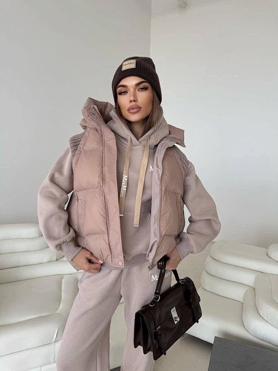 Женский костюм тройка на флисе Max Mara premium - Beige