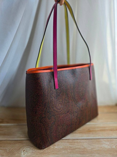 Кожаная сумка Etro с узором пейсли 37x28 см   