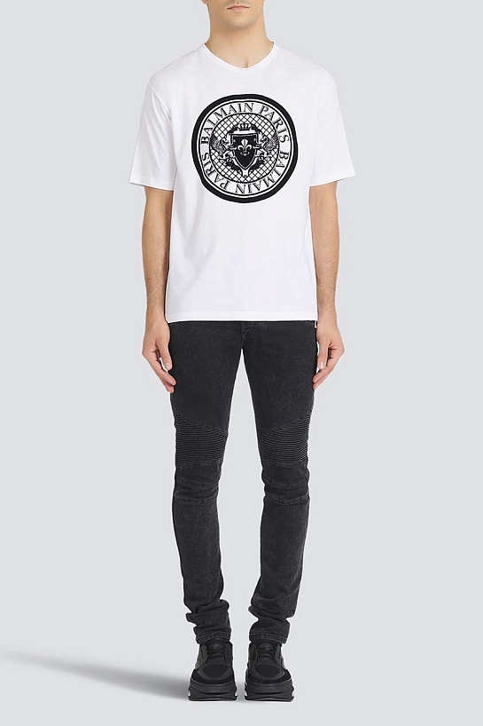 Белая оверсайз футболка Balmain Medallion logo-print