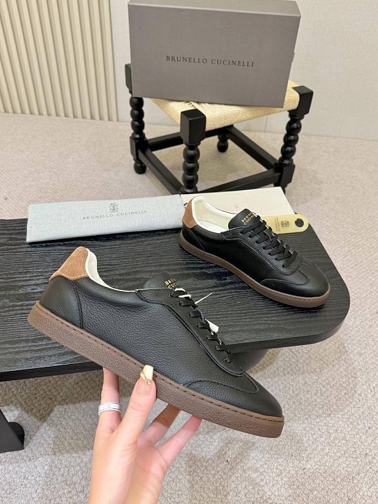 Кожаные кроссовки Brunello Cucinelli low-top - Black