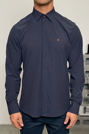 Мужская рубашка Hermes H embroidered - Navy   