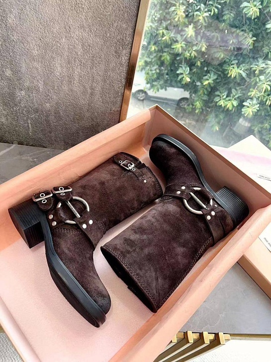 Женские замшевые сапоги MIU MIU Ankle Premium