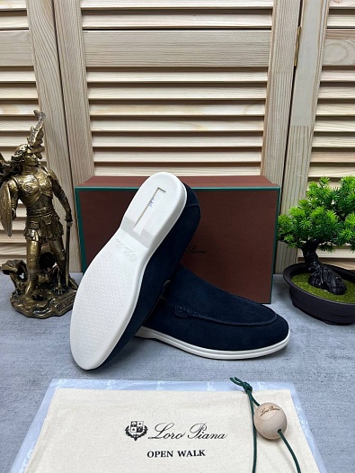 Мужские замшевые лоферы Loro Piana Open Walk - Navy   