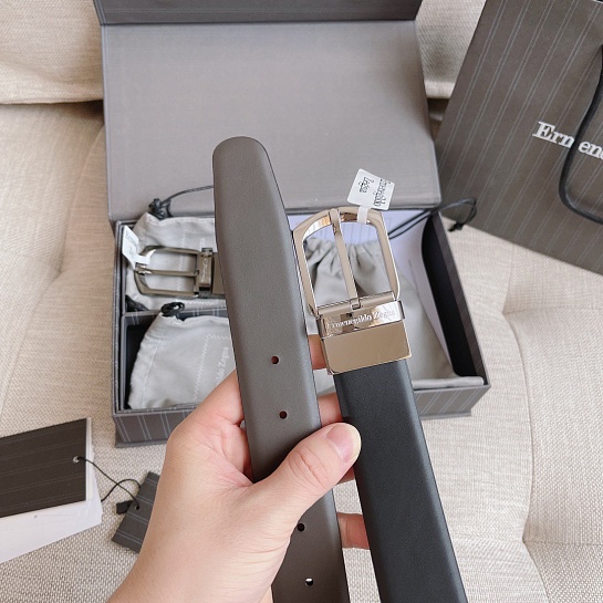 Двусторонний кожаный ремень Zegna Premium (длина 110 см, ширина 3.5 см)