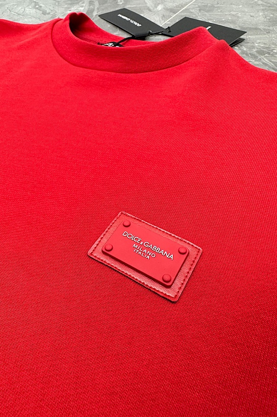 Красный оверсайз свитшот Dolce & Gabbana logo-plaque