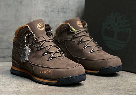 Мужские ботинки с мехом Timberland Euro Rock Hiker - Brown