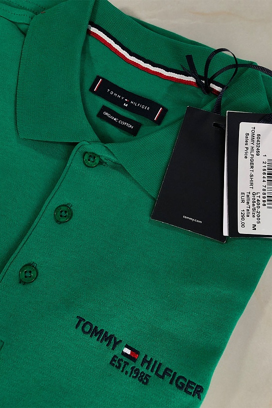 Зелёное мужское поло Tommy Hilfiger est.1985