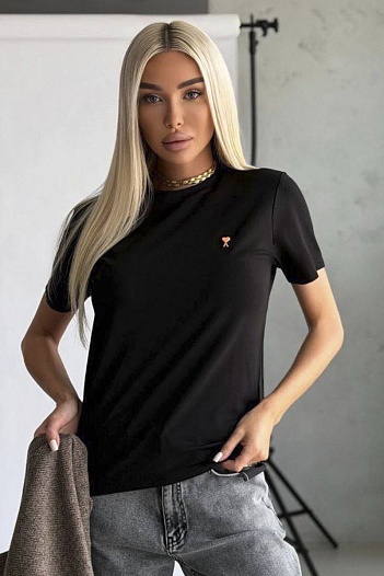 Женская базовая футболка Ami чёрного цвета premium   