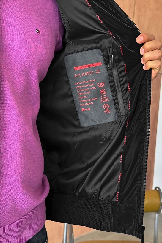 Куртка с вязаными рукавами Prada Linea Rossa - Black