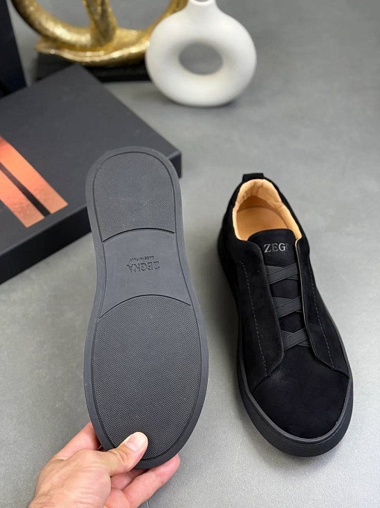 Замшевые кроссовки Zegna Triple Stitch