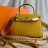 Женская кожаная сумка Hermes Kelley 25x20 см - Yellow