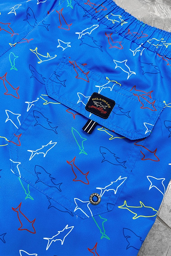 Мужские синие шорты Paul & Shark shark-print